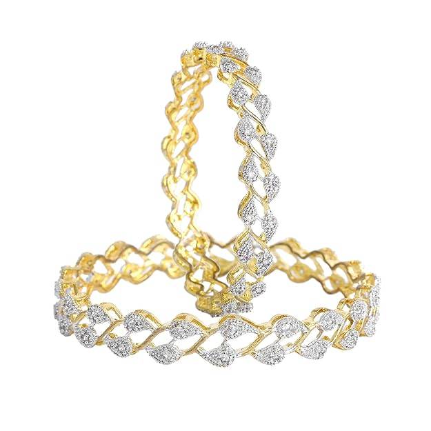 Dual Tone Elegant Bangles With Stone Detailing For Party & Festive Wear : OSAK005-2TNWE24BANGLE