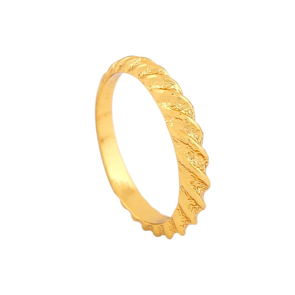 Estele Gold Plated Twisted Textured Finger Ring For Women : 168RING