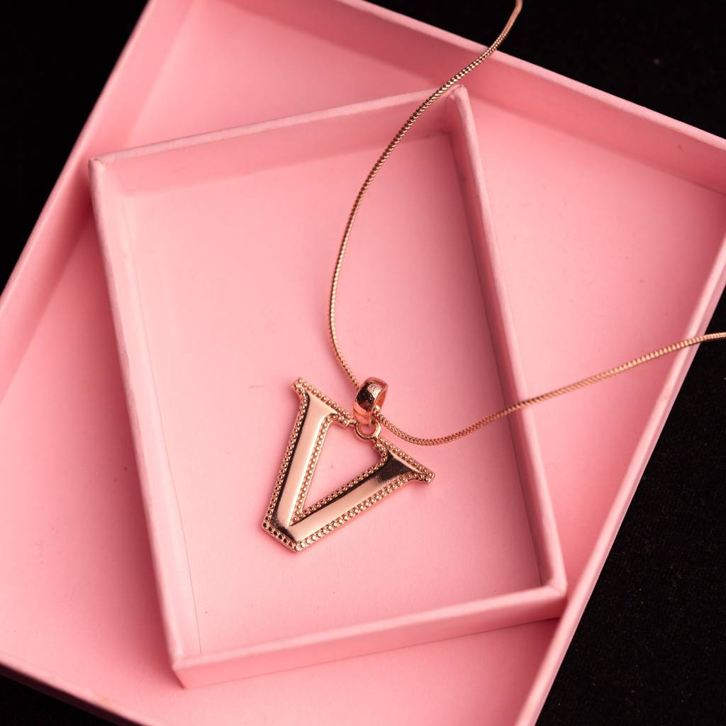 Estele Rosegold Plated V Letter Charm Pendant For Women : 1009-VPENDANT