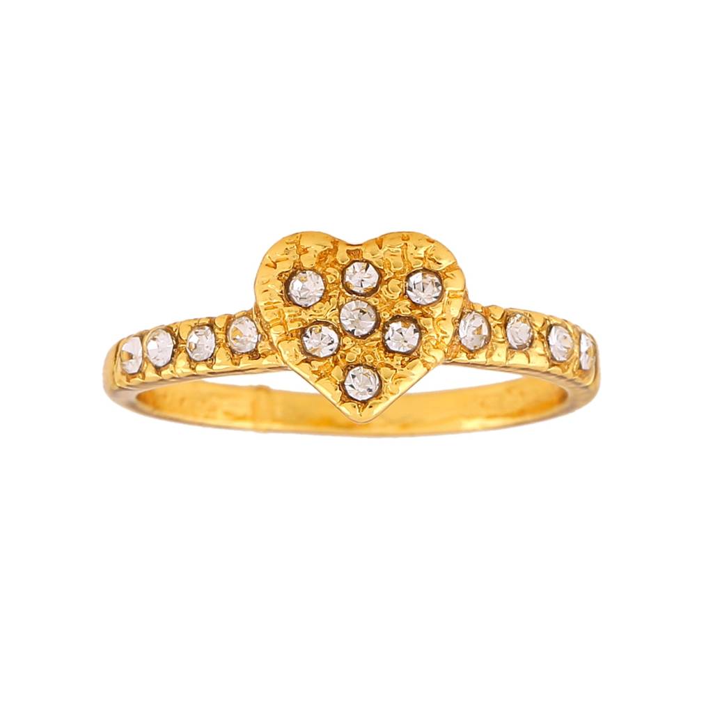 Estele Gold Plated Adorable Heart Shaped Finger Ring With Crystals For Women : 488RING