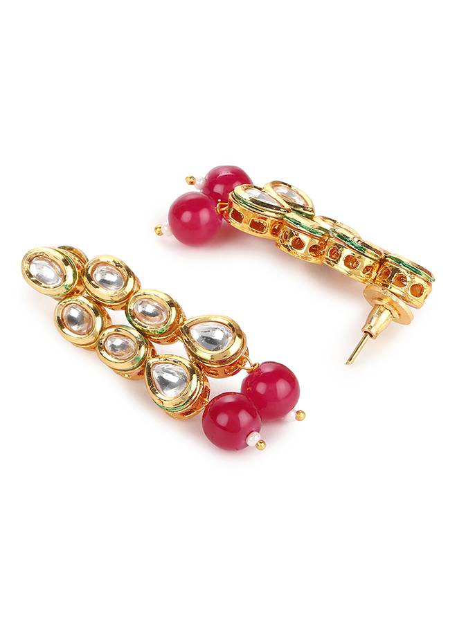 Kundan Gold Plated Brass Necklace Set-Krbom20071 : 8905124437874