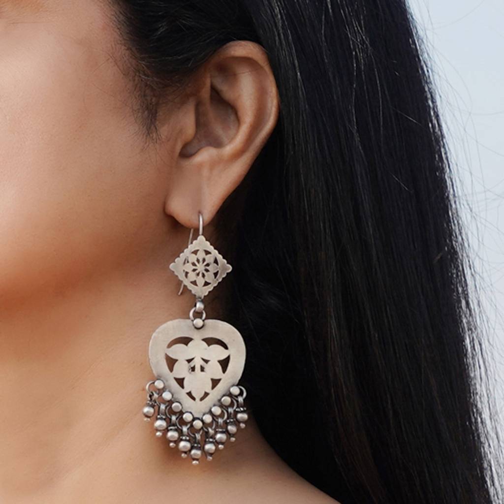 Silver Jaali Earrings. : SST058