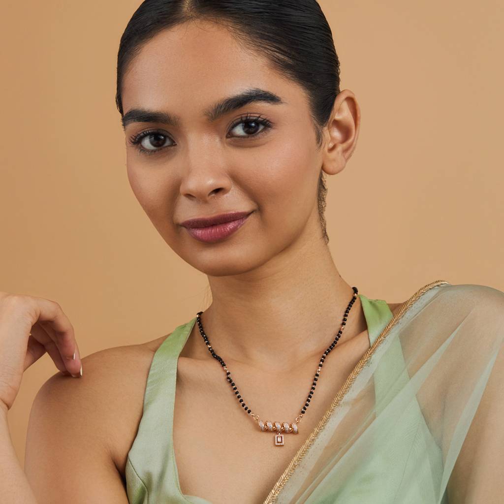 Kushal'S Fashion Jewellery White Gold-Plated Festive Zircon Mangalsutra-172982 : 415049