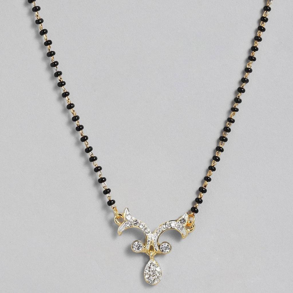 Estele Gold & Rhodium Plated Candere Drop Mangalsutra Necklace With Austrian Crystals For Women : EMS15010086NK