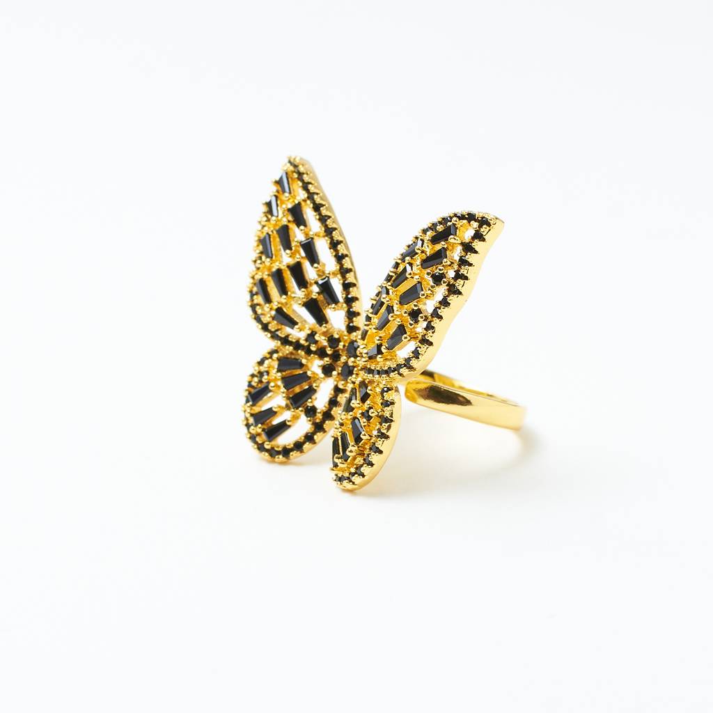 Serene Butterfly Bliss Ring : RS12838-G-BLK