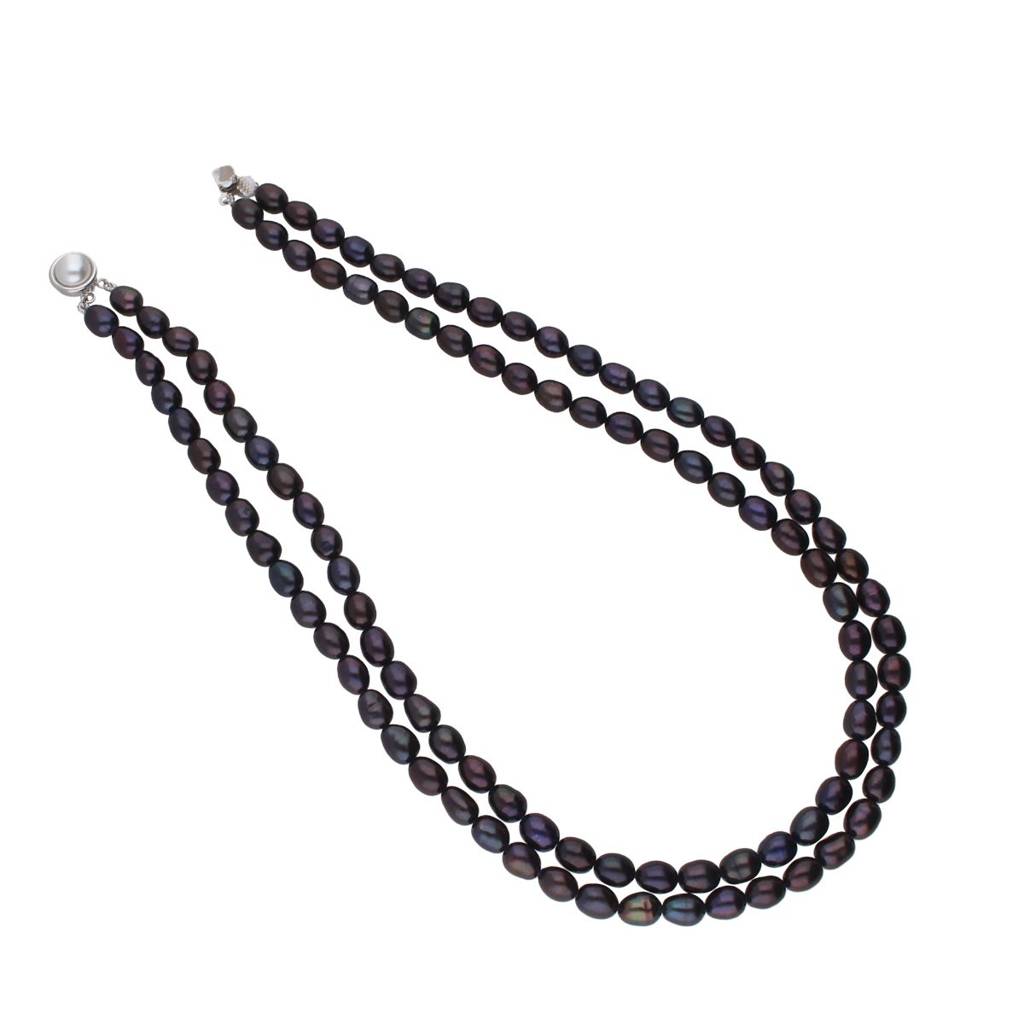 2 Line Black Oval Pearl Set : JPJUN-20-145