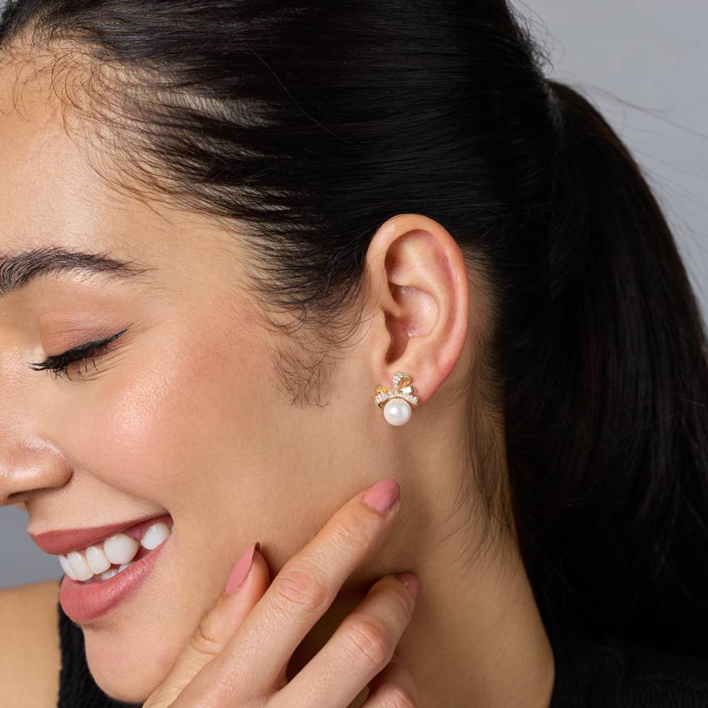 Kushal'S Fashion Jewellery White Gold-Plated Party Trendy Zircon Stud Earrings -456169 : 456169