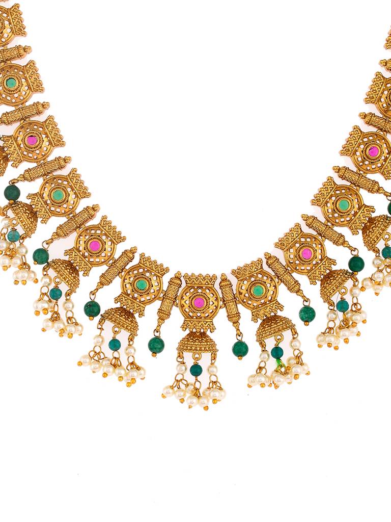 Gold Opulence Pearl Beaded Ethnic Jewellery Set : 8905124478952