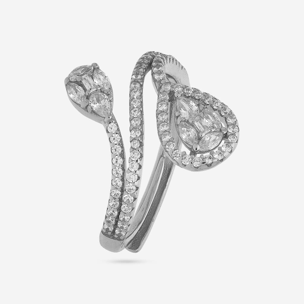 Rhodium-Plated Party 92.5 Sterling Silver Finger Ring -458213 : 458213