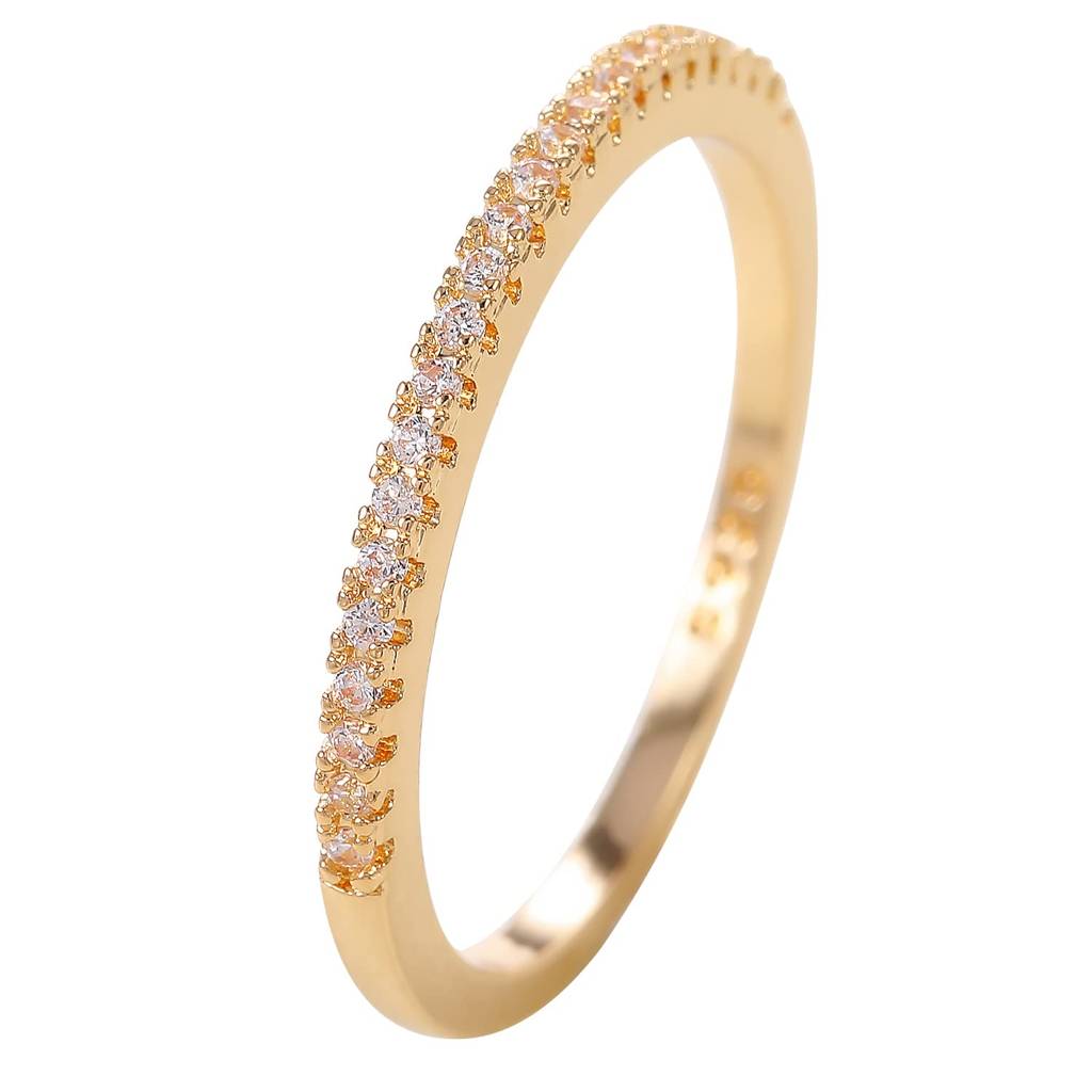 American Diamond Studded Gold Plated Finger Ring Fashion Wear Stylish Jewellery Gift For Girls & Women (Px8R129G-7) : PX8R129G-7
