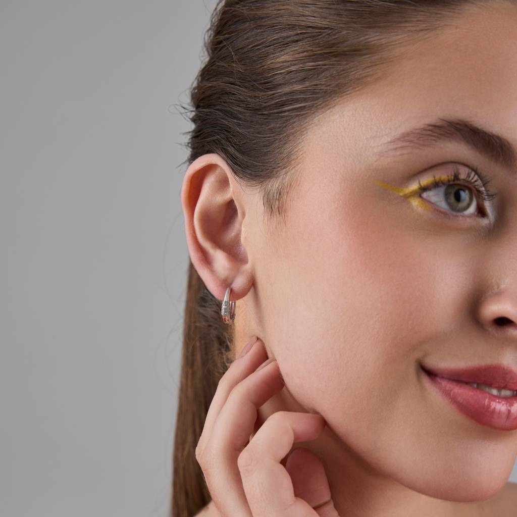 Kushal'S Fashion Jewellery White Rhodium-Plated Party Zircon Hoops & Huggies - 438616 : 438616