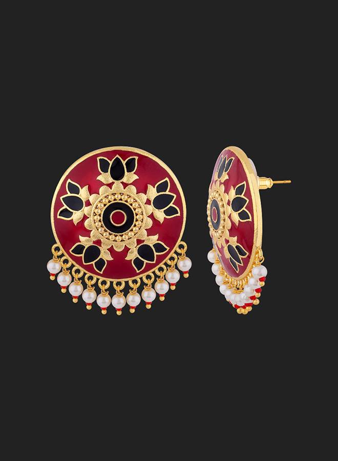 Tahira Glorious Red Studs With Mini Beads : 8905124055375