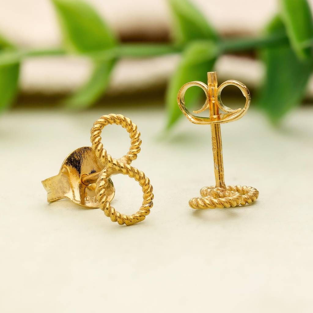 925 Silver & Gold Finish Twisted Rope Infinity Stud Earrings : SE_000927