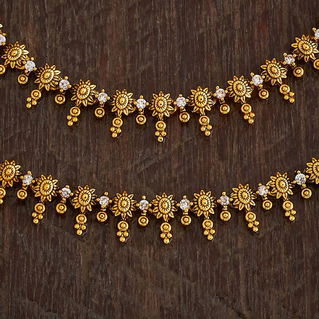 Kushal'S Fashion Jewellery White Gold-Plated Ethnic Antique Payal