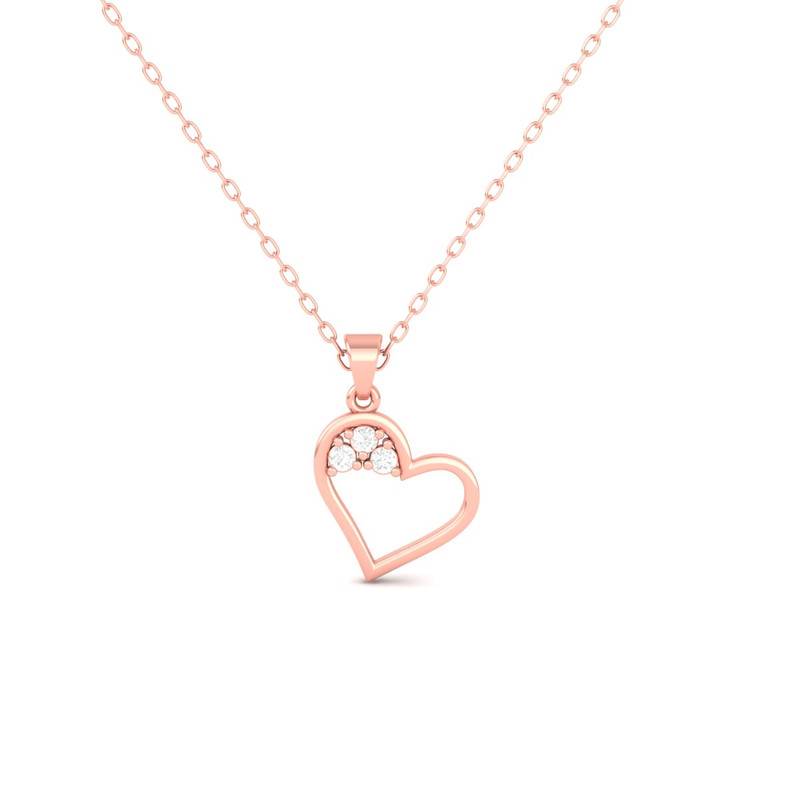 Open Heart Moissanite Dainty Pendant Necklace : TGDP-190-Y