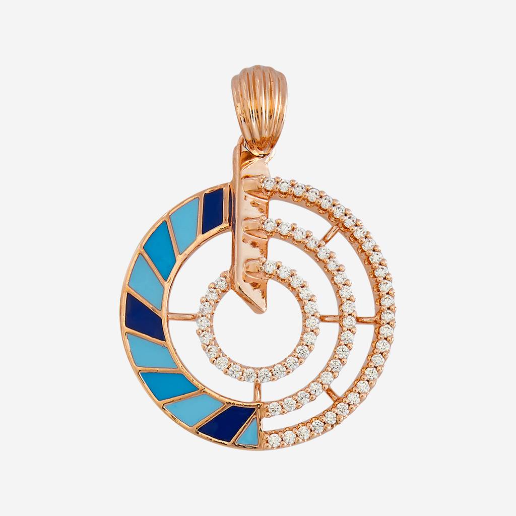 Kushal'S Fashion Jewellery White Rose Gold-Plated Party Wear Zircon Pendant Set-172973 : 415041