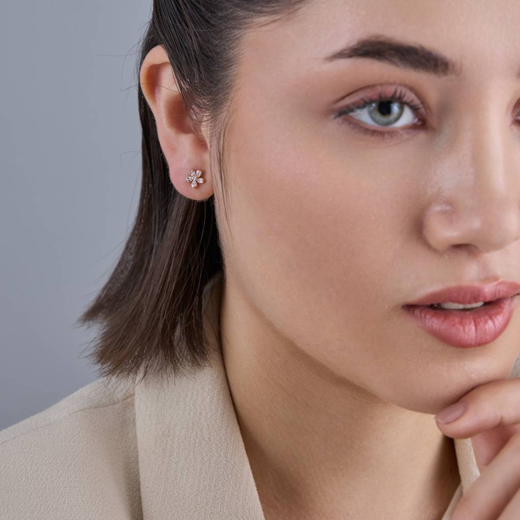 Kushal'S Fashion Jewellery White Rhodium-Plated Party Zircon 92.5 Sterling Silver Stud Earrings-183072 : 437103