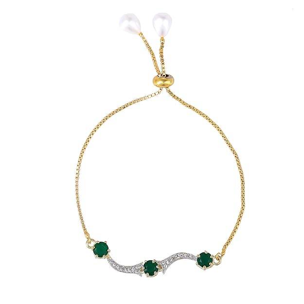 ion Jewelry Combo Of Choker Necklace Set For Women: Gold & Rhodium Plated Stylish & Elegant Green & W : OSAKCOM007-2TNGNNKERBRFN