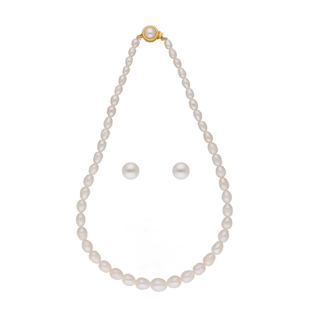 White Graded Oval Pearl Necklace : JPMAR-22-96