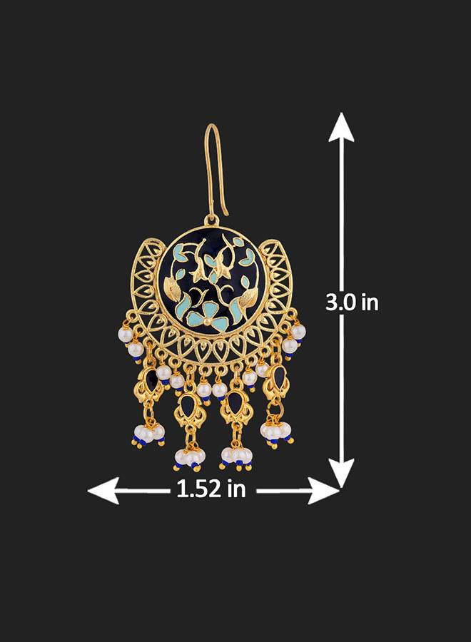 Tahira Royal Black Chand Bali Earrings : 8905124054910