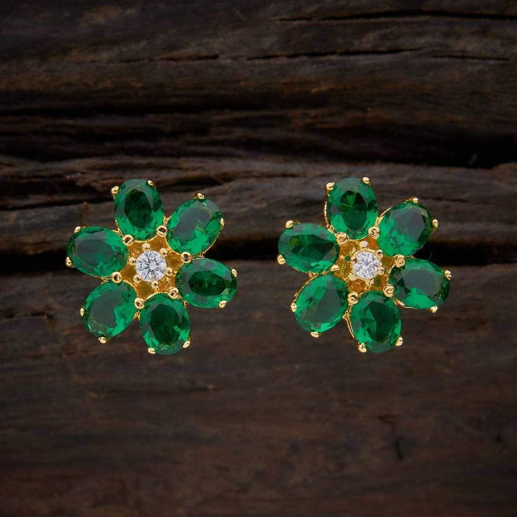 Kushal'S Fashion Jewellery Green Gold-Plated Party Zircon Studs-136753 : 333227