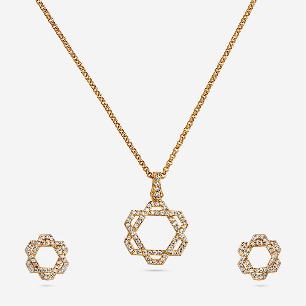 Kushal'S Fashion Jewellery  -Plated Party Trendy Zircon Necklace And Earring Set  -185689 : 442809