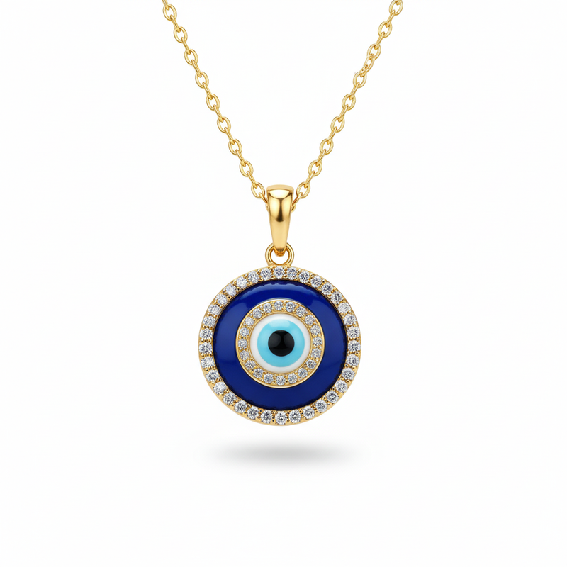 Moissanite Evil Eye Necklace Protection Charm Jewelry : TGDPE-1-Y