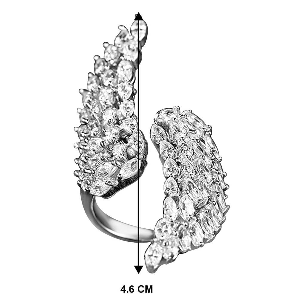 American Diamond Studded White Plated Finger Ring Fashion Wear Stylish Jewellery Gift For Girls & Women (Px8R72-7) : PX8R72-7