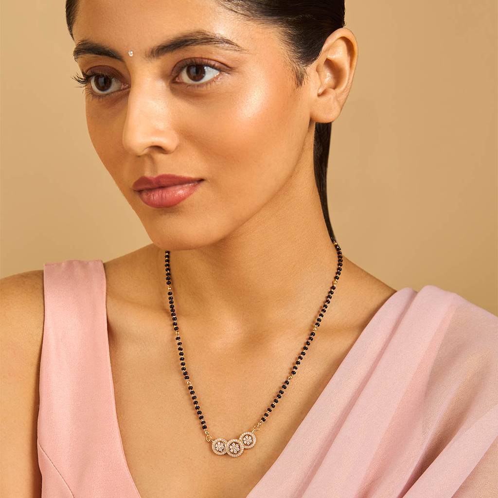 Kushal'S Fashion Jewellery White Rose Gold-Plated Party Zircon Mangalsutra-176889 : 424137