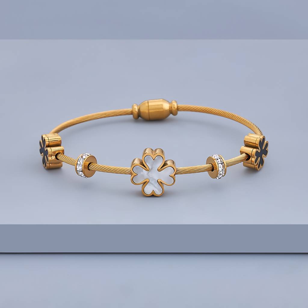 Kushal'S Fashion Jewellery White Rose Gold-Plated Party Trendy Kada-168684 : 438675