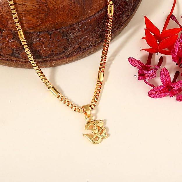 Gehena By Estele Fashion Jewelry Om Pendant Necklace For Men'S: Gold Plated Divine Om Symbol Pendant Neckl : OSAK028-IGPENDANT