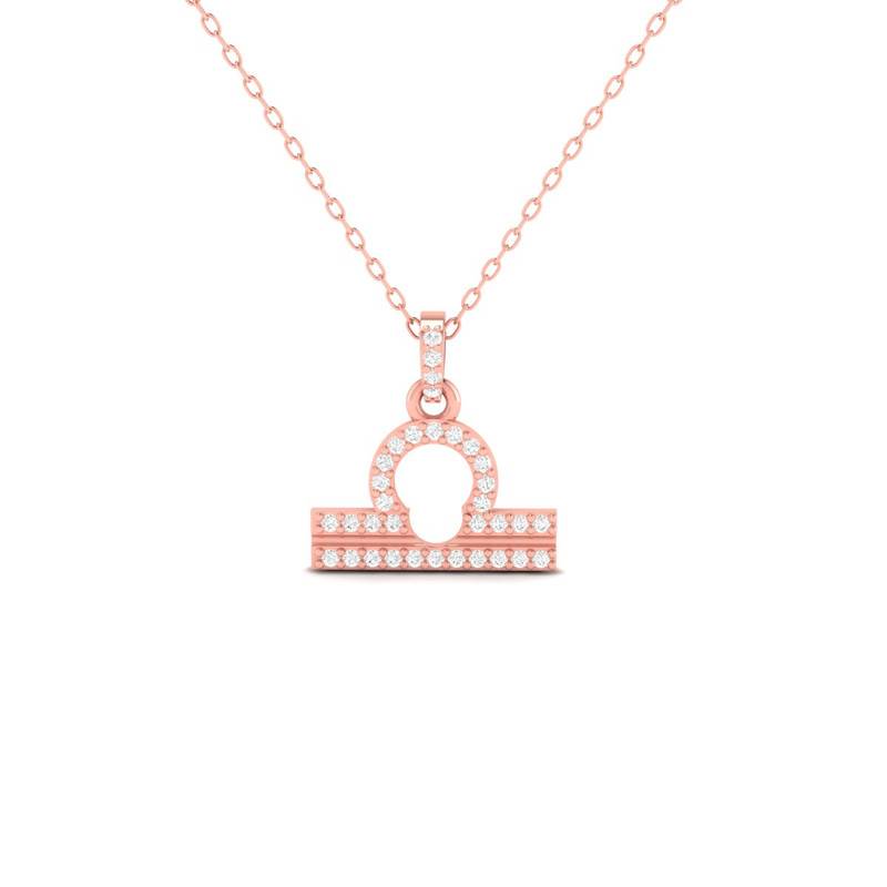 Libra Zodiac Moissanite Necklace 14K Gold Plated : TGDP-298-Y
