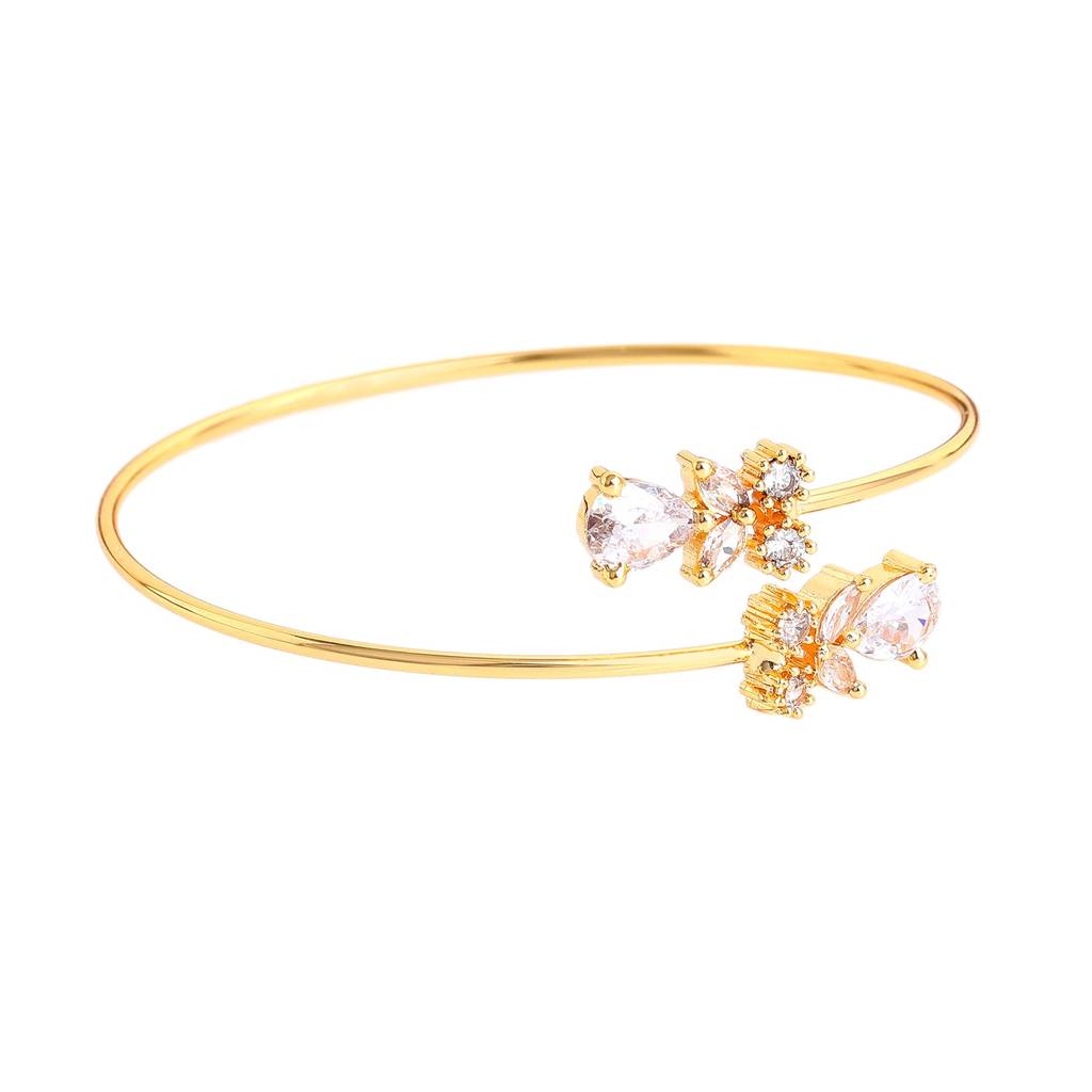 Estele Gold Plated Glittering White American Diamond Adorned Lightweight Cuff Kada Bracelet For Girls And Wome : AD-092-IGWEBR