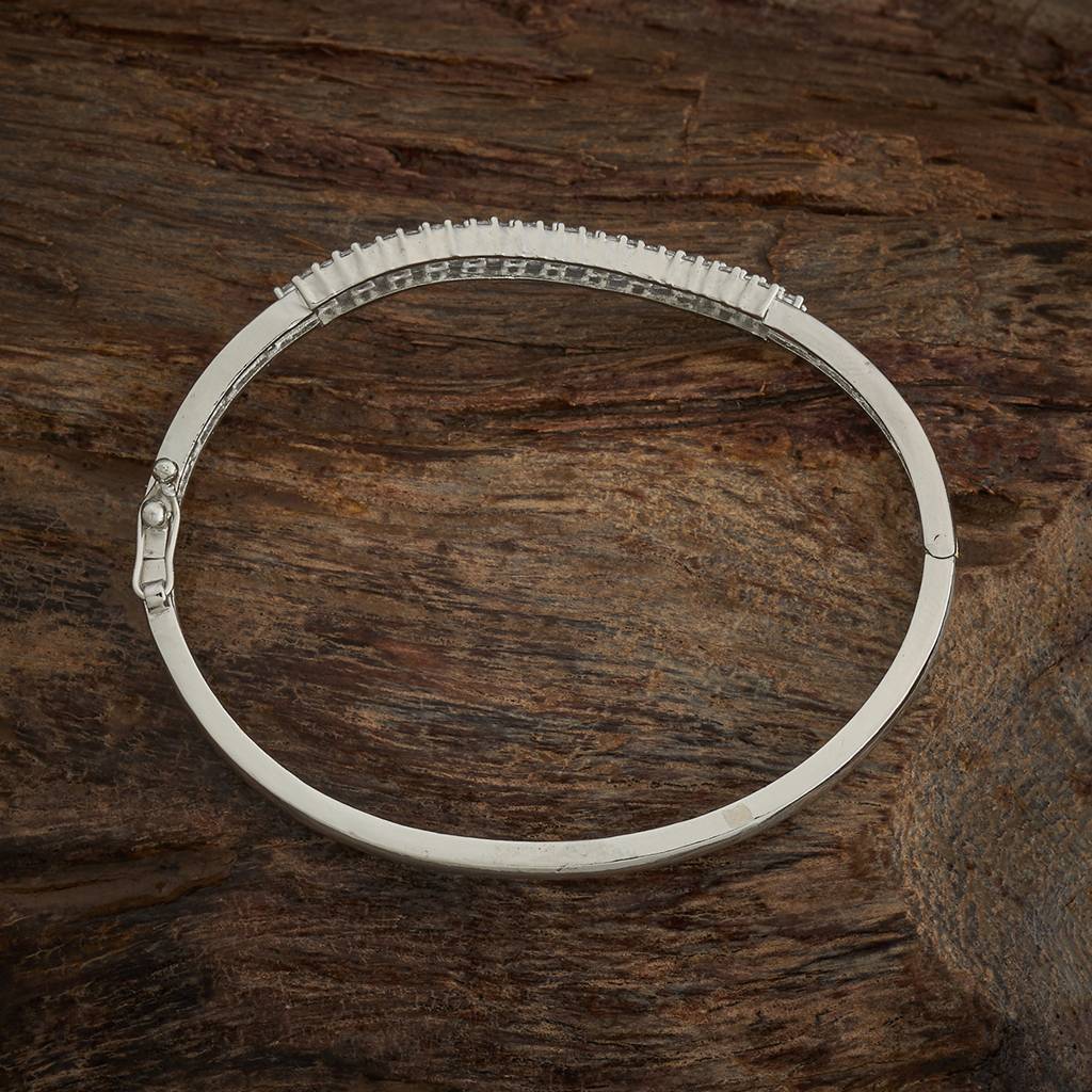 Kushal'S Fashion Jewellery White Rhodium-Plated Party Zircon Kada-182126 : 435095
