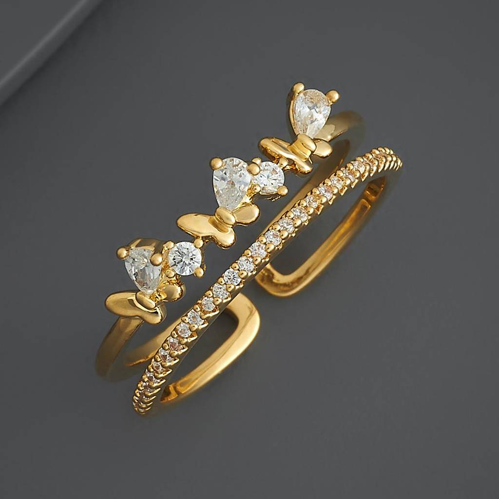 Kushal'S Fashion Jewellery White Gold-Plated Party Trendy Zircon Finger Ring-186824 : 445400