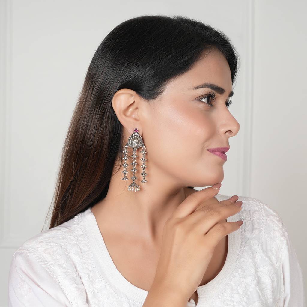 Peacock Silver Earrings. : SSE849