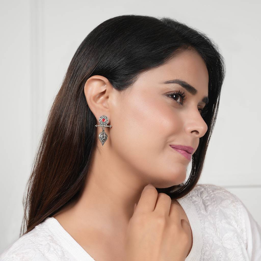 Silver Leaf Earrings : SSE835