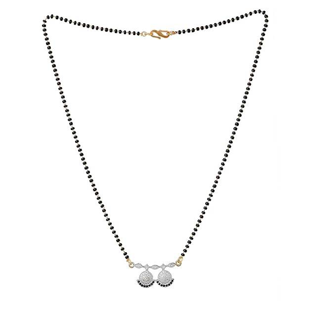 Estele Gold & Rhodium Plated Elegant & Timeless Mangalsutra Chain With Black & White Crystals For Women : OSAKMS008-2TNWEBKNK