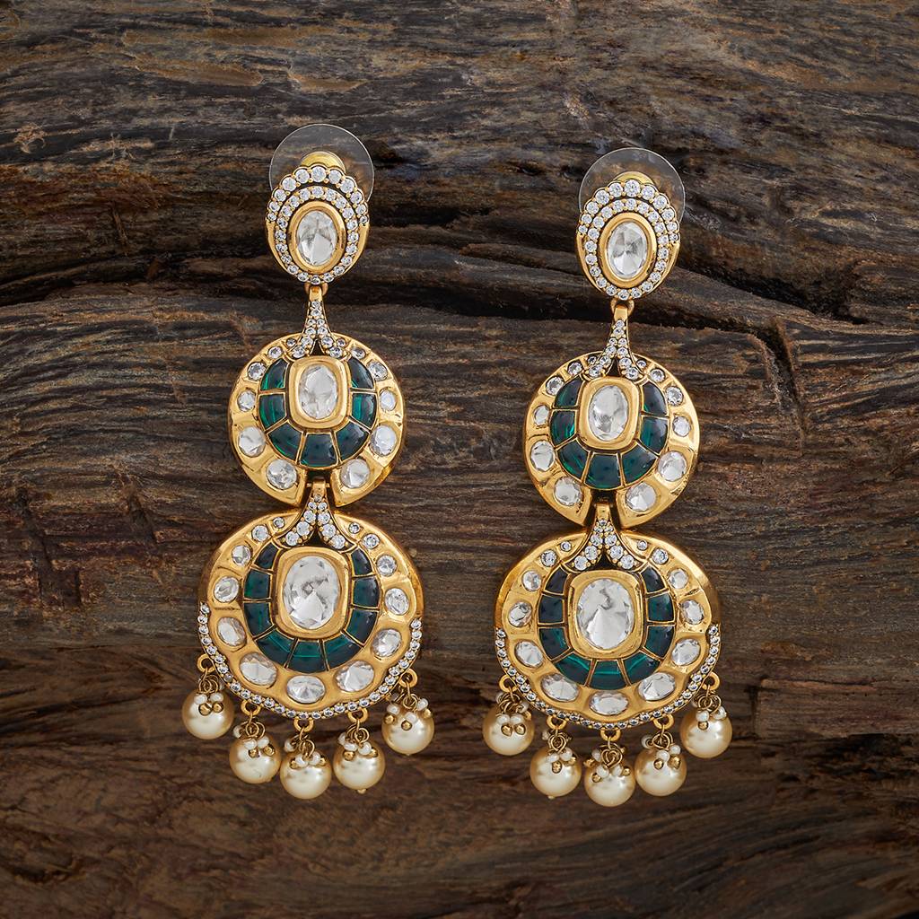 Kushal'S Fashion Jewellery Green Victorian Plated Bridesmaid Kundan Earring-178312 : 426876