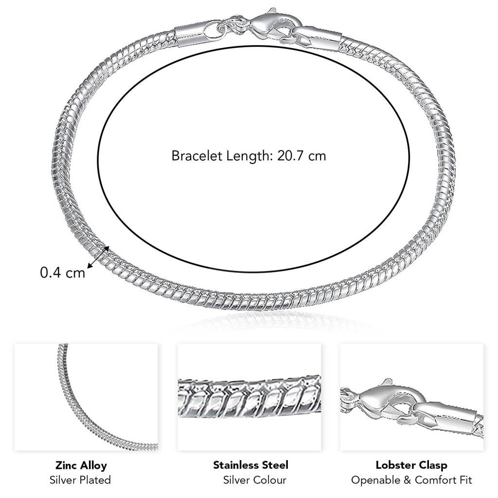 Silver Plated Openable Fancy Bracelet Fashion Jewellery Gift For Boys & Men : PX8B122