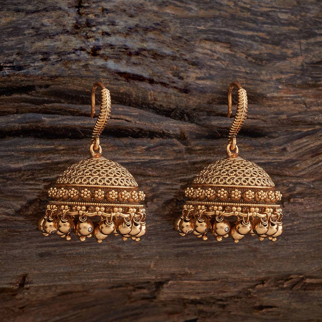 Kushal'S Fashion Jewellery Gold Gold-Plated Ethnic Antique Earring Jhumkas-176284 : 422504