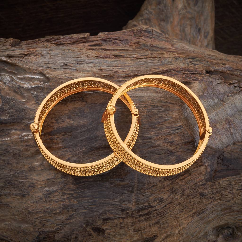 Kushal'S Fashion Jewellery Gold Gold-Plated Ethnic Antique Bangle-167507 : 405908
