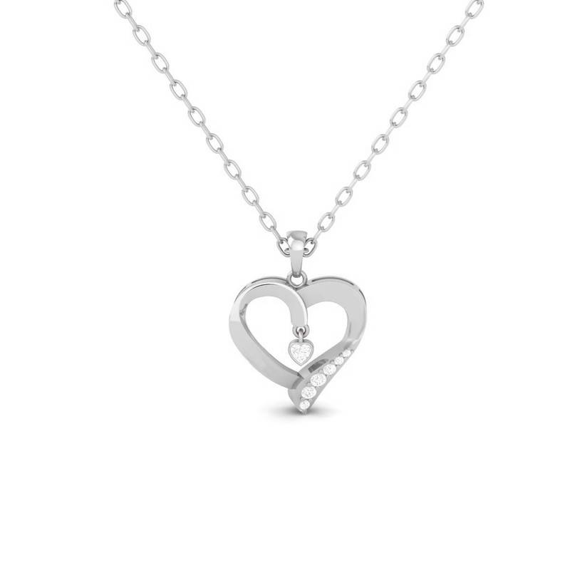 Moissanite Heart Pendant Necklace : TGDP-285-Y
