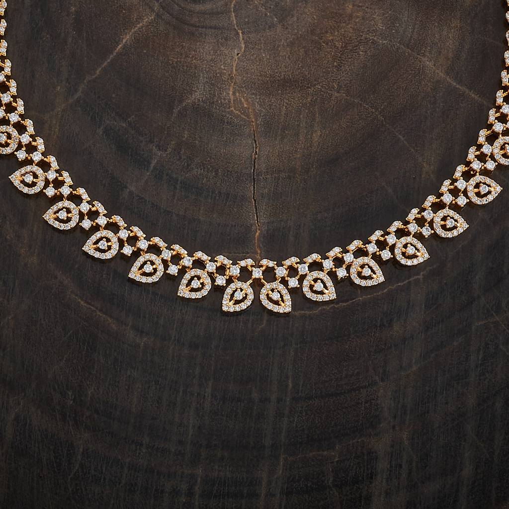 Kushal'S Fashion Jewellery White Gold-Plated Party Zircon Necklace-182748 : 436313