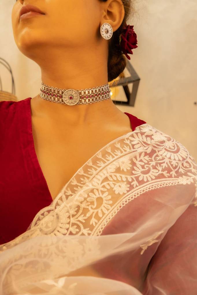 Mizoya Flower Motif Raani Jadau Choker : SN508040