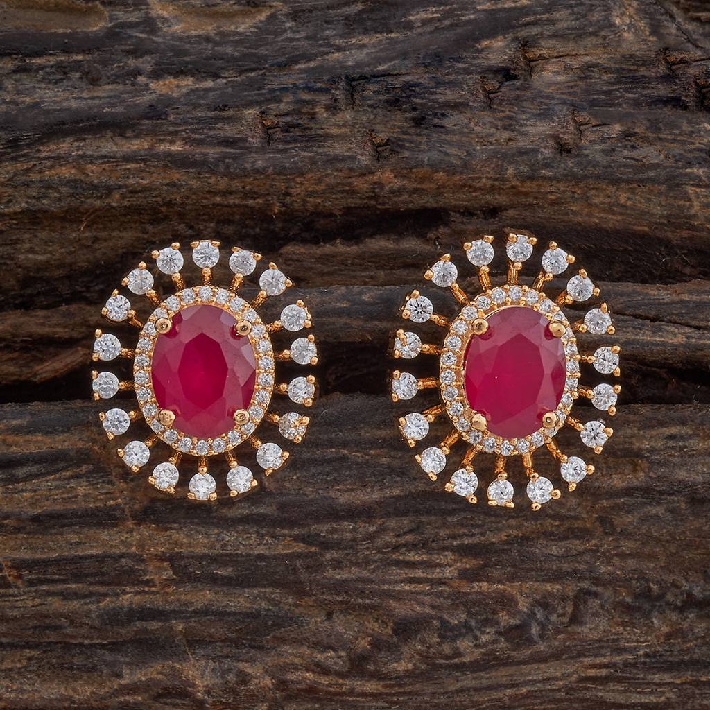 Kushal'S Fashion Jewellery Ruby Gold-Plated Party Wear Zircon Earring-177144 : 424640