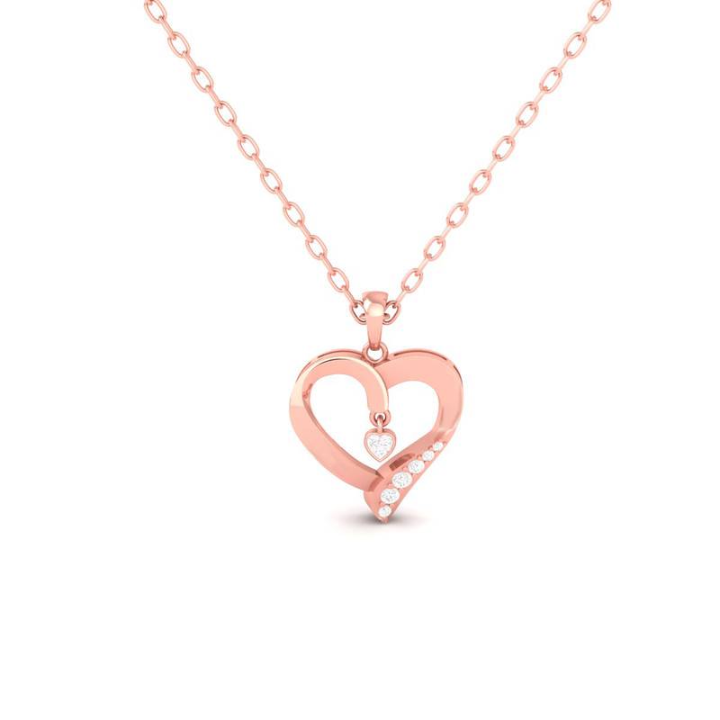 Moissanite Heart Pendant Necklace : TGDP-285-Y