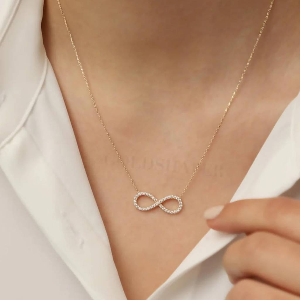 Infinity Love Golden Crystal Necklace : NS11793