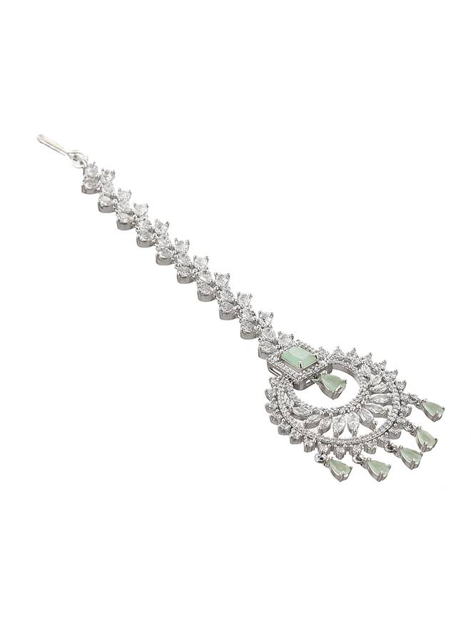 Cz Elegance Emerald Cut Cz Maang Tika : 8905124477023