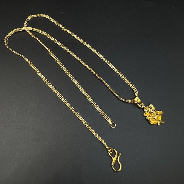 Fashion Jewelry Ganesha Pendant For Men: Gold Plated Divine "Vighnaharta Lord Ganesha" Ganapathi Pendant  : OSAK012-IGPENDANT